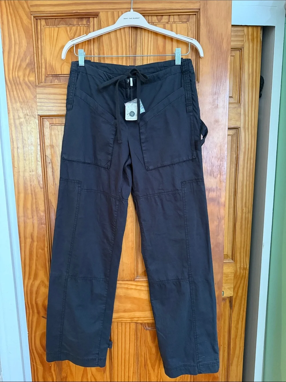Free People Black Utility Drawstring Trousers